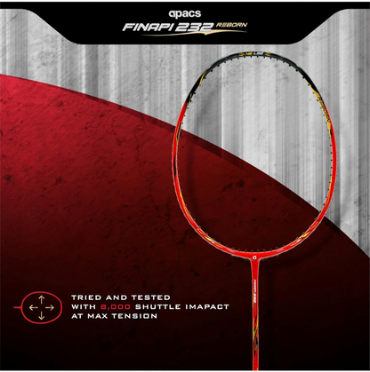 Apacs Finapi 232 Reborn (Unstrung, 42 LBS Mega Tension, World's Toughest Frame) Power Series Badminton Racket | Made with 100% Japanese Ultra Graphite Badminton Racquet with Full Cover (Blue)
