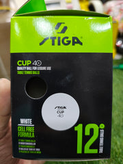 Cosco Plastic Stiga Cup 40+, White (Pack Of 12 Balls), Table Tennis