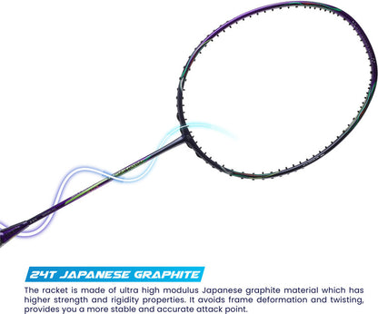 Apacs Super Speed (Unstrung) | World’s First 5.5mm Slim Shaft | Aero Box Frame | Durapro Carbon + Power Booster Shaft | 32 lbs Max Tension | Slightly Head Heavy | 6U | Made in Vietnam (Black)