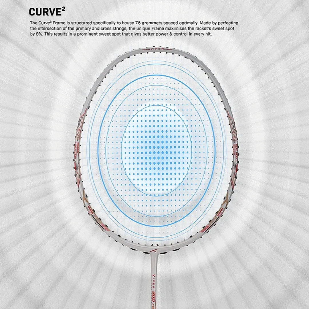 HUNDRED Viper 900 Carbon Fibre Strung Badminton Racket with Full Racket Cover