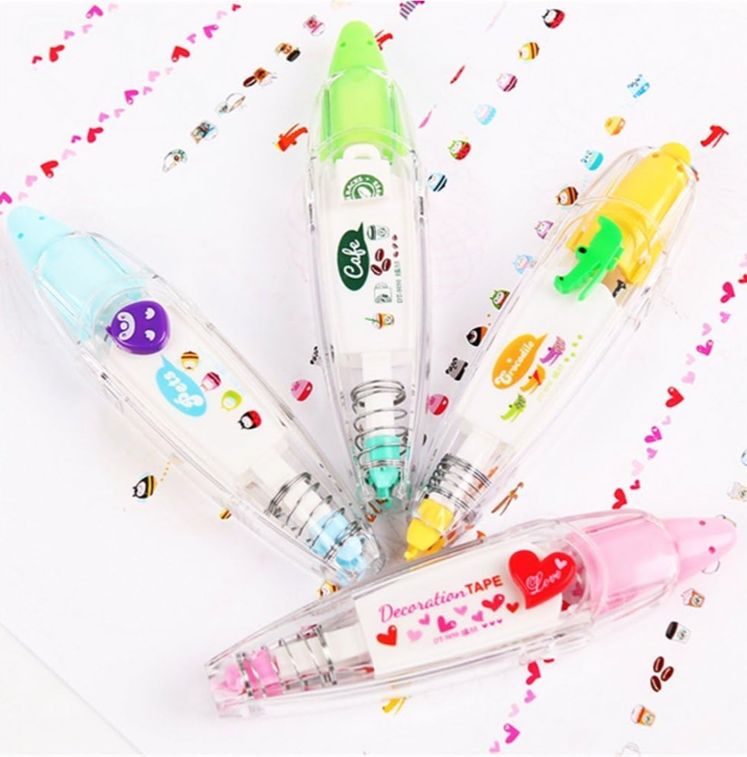 Correction Tape Cute Decorative Sticker Pen for Kids - Art Projects Scrapbooking Diary Easy-to-use, Correction Tape with Cute Animal Designs for Stationary Gift Multiple Colours
