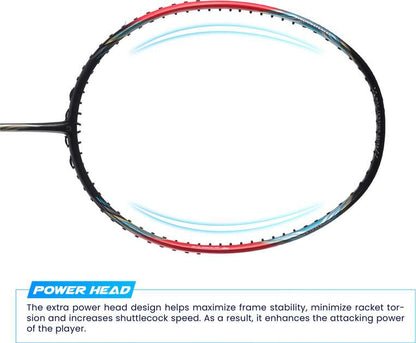 apacs Counter Attack (73G, 35LBS) Red, Black Unstrung Badminton Racquet