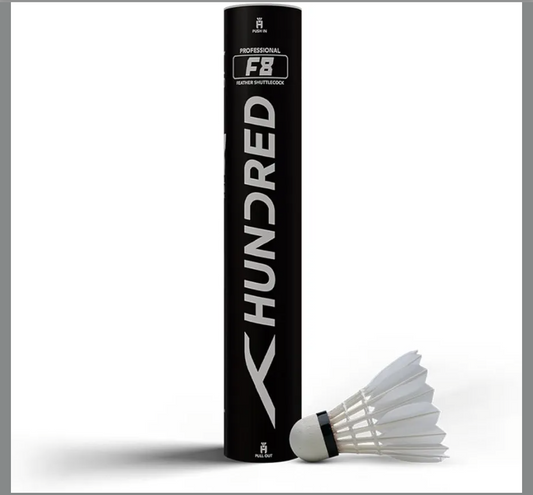 Hundred F8 Feather Shuttlecock | Pack of 10 | Speed 77 Duck Feathers | Japanese Premium Adhesive | Pure Cotton Threading