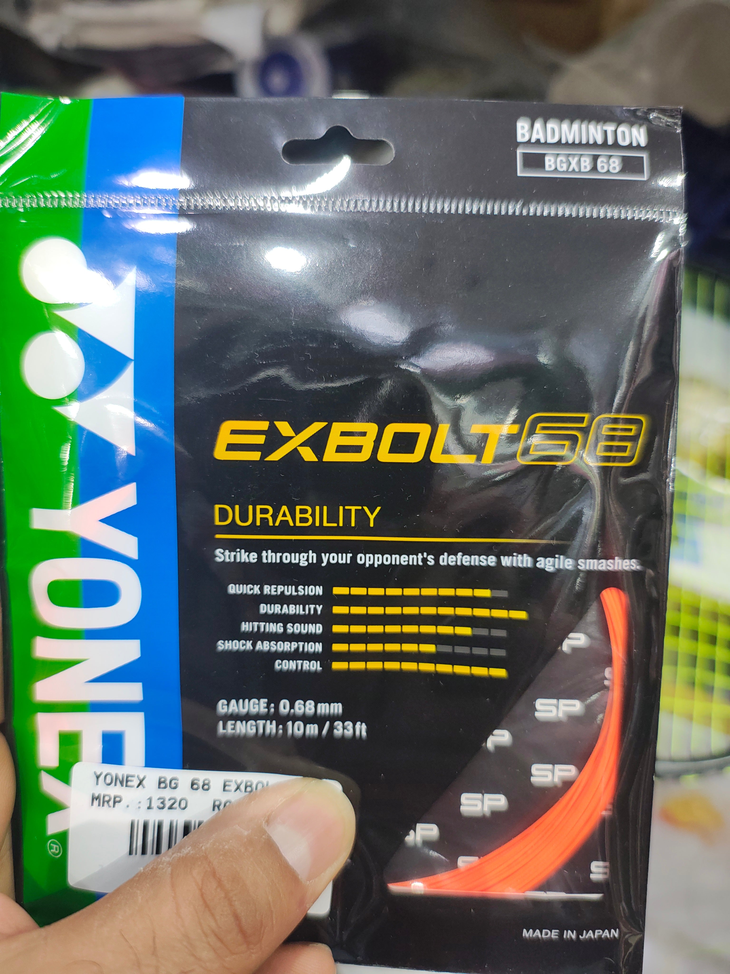 Yonex Exbolt 68 Badminton String – High Repulsion Power, Quick Response, Durable & Control-Oriented String for Advanced Players