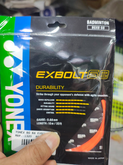 Yonex Exbolt 68 Badminton String – High Repulsion Power, Quick Response, Durable & Control-Oriented String for Advanced Players