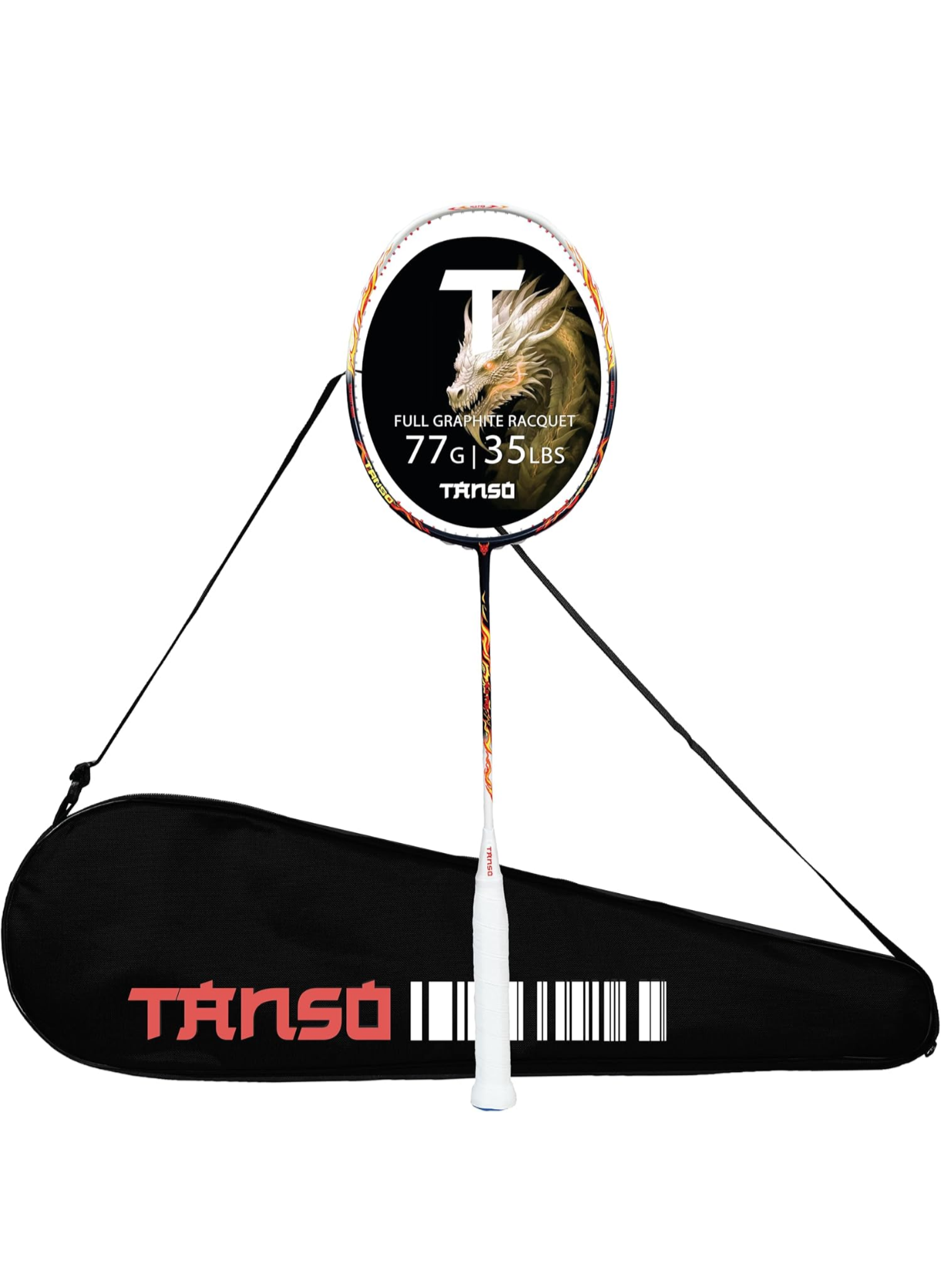 TANSO  wildfire Graphite or black ice Ultra Light Weight Carbon Fibre Strung Badminton Racket (35 Lbs Tension, 6.5mm ultra slim shaft, 77 Grams, Strung with premium strings and full racquet cover) (Defensive)