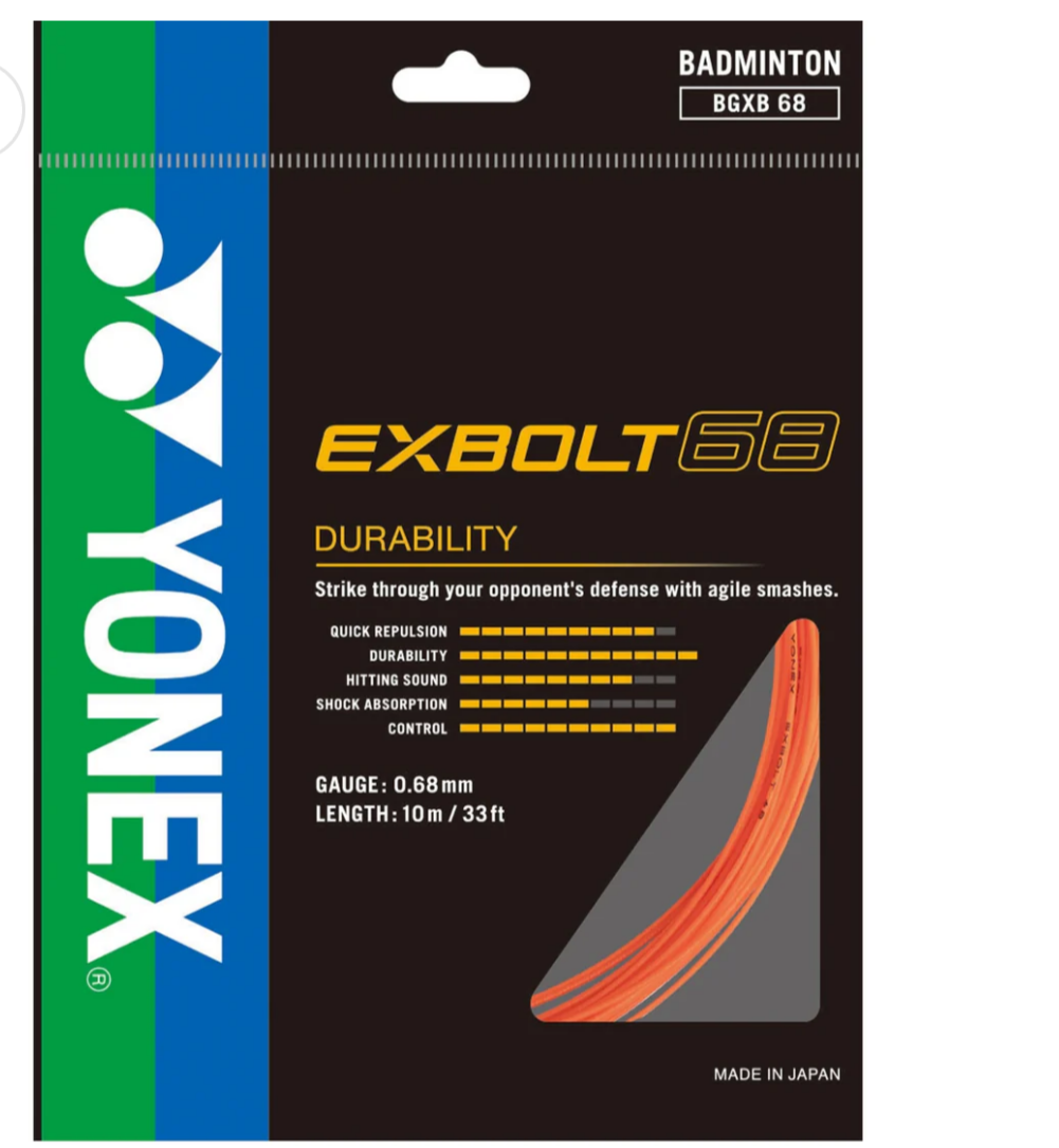 Yonex Exbolt 68 Badminton String – High Repulsion Power, Quick Response, Durable & Control-Oriented String for Advanced Players