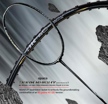 Apacs Dark Knight Series 1 | World's First 40LBS, 80g Ultra Strong Frame | 100% Japanese Graphite | Ultra high Tension Yet Super Light | Special Series Badminton Racket with Full Cover