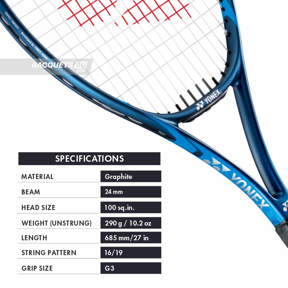 YONEX Smash Team Tennis Racquet (Strung, 290g, Deep Blue) and white silver