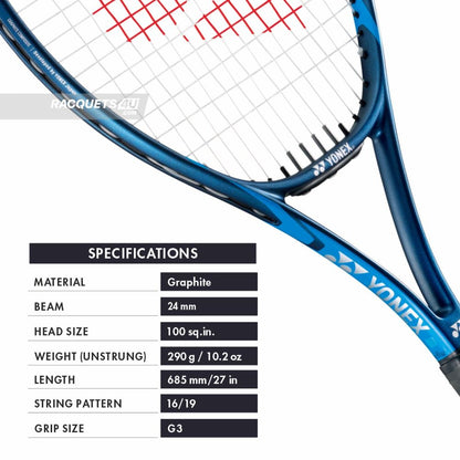 YONEX Smash Team Tennis Racquet (Strung, 290g, Deep Blue) and white silver